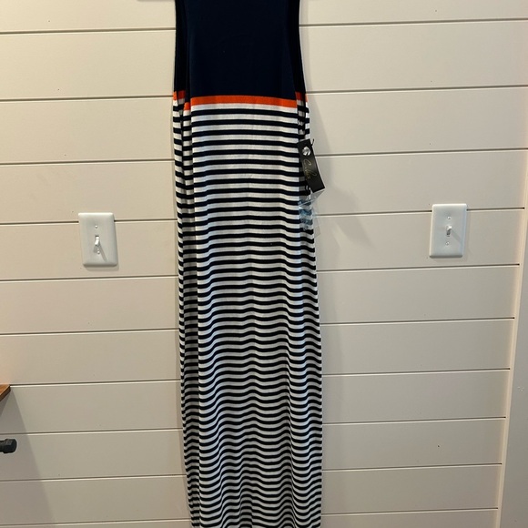 Trina Turk Striped Maxi Dress with Orange Accent Size L - Picture 7 of 7